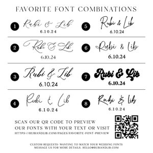 a set of wedding font and numbers