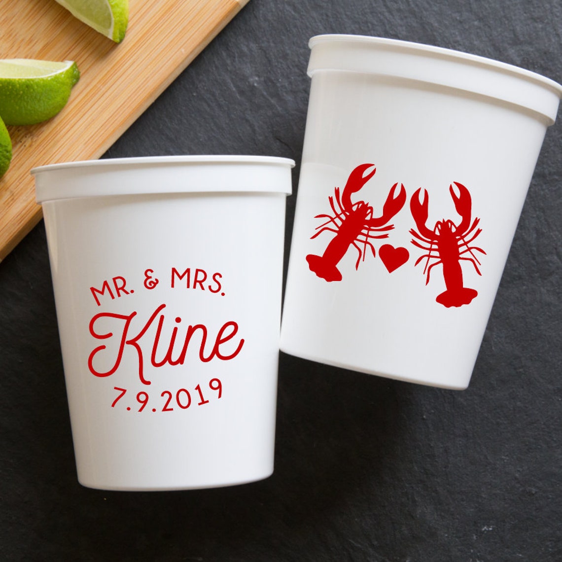 Lobster Wedding Stadium Cups Beach Wedding He's Her Etsy