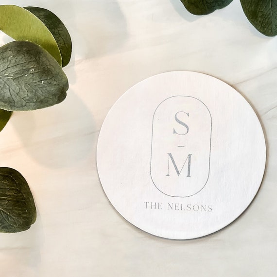 Modern Monogram Wedding Reception Coasters Foil Stamped Coasters 