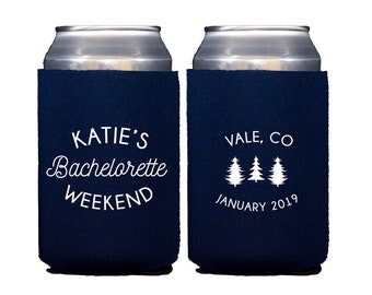 Mountain Bachelorette Weekend Personalized Bach Bash Beer Can Holder, Tropical Bachelorette Party, Bridal Shower Favor