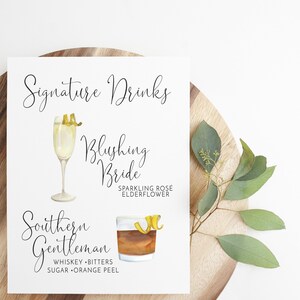 Signature Drink Sign: Custom Wedding Bar Menu (Print or Canvas) Bild 2