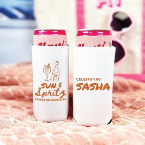 Personalized Bachelorette Can Coolers: Custom Slim Neoprene Sleeves