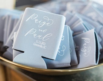 Personalized Wedding Can Holder: Foam Insulated, Custom Printed Party Favor