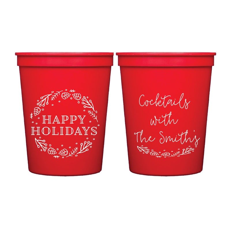 Holiday Cocktails Christmas Party Cup Christmas Cup Family Christmas Party Personalized Christmas Stadium Cup Hostess Gift