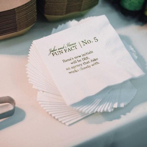 Wedding Cocktail Napkins, Custom Foil Print (Multiple Colors)