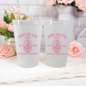 Bachelorette Frosted Plastic Cups, Personalized, Princess Castle (25+ Count)