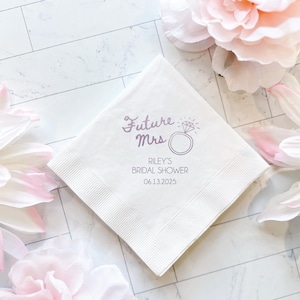 Future Mrs Doodle Personalized Bridal Shower Napkins, Bridal Shower, Custom Napkins, Future Mrs, Bride to be, Bridal Shower Decor, Bow Theme