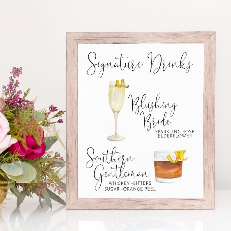 Signature Drink Bar Menu: Wedding Cocktail Sign (Prints & Canvas) image 3