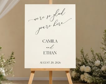 Editable Wedding Welcome Sign Template, Minimalist Script Decor, Personalized Ceremony Poster,