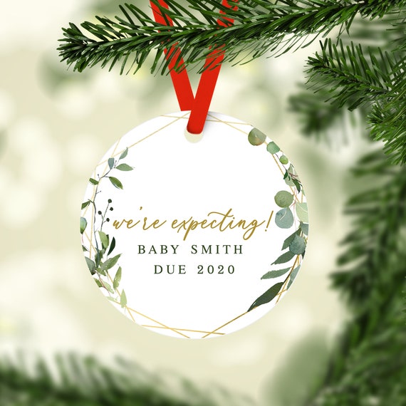 We're Expecting! Personalized Christmas Ornament, Pregnancy Announcement Ornament, Baby Due Christmas Ornament, New Baby Ornament Il_570xn