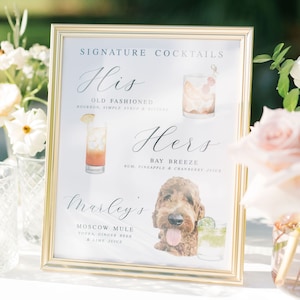 Dog Signature Cocktails Sign, Two Dog Signature Drink Bar Menu, Pet Wedding Bar Menu, Wedding Bar Sign, Bar Wedding Poster, Multiple Sizes