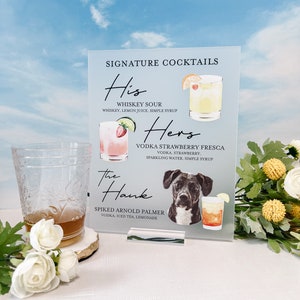 Dog Signature Cocktails Acrylic Sign, Two Dog Signature Drink Bar Menu, Pet Wedding Bar Menu, Wedding Bar Sign, Acrylic Bar Menu Sign