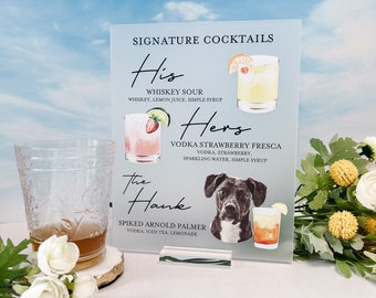 Dog Signature Cocktails Acrylic Sign, Two Dog Signature Drink Bar Menu, Pet Wedding Bar Menu, Wedding Bar Sign, Acrylic Bar Menu Sign