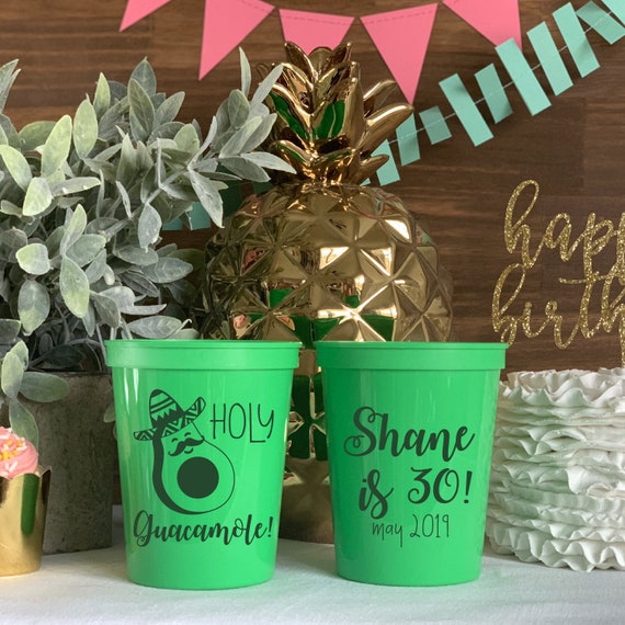 Holy Guacamole Birthday Personalized Stadium Plastic Cups - Birthday Stadium Cups - Birthday Party - Birthday Favor Il_570xn