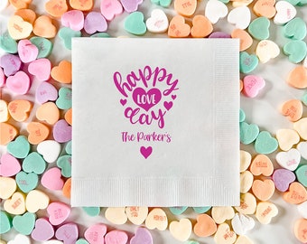 Happy Love Day - Happy Valentines Day Beverage/Cocktail Napkins -  Galentines Day Napkins, Love Day Napkins