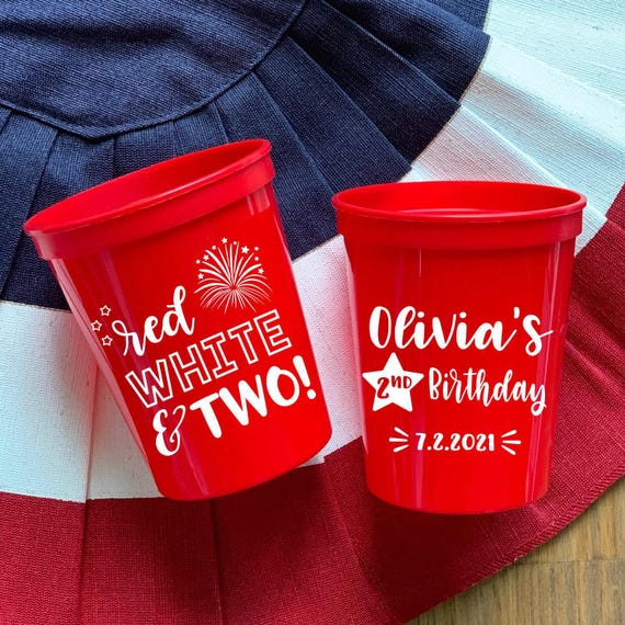 Fourth of July Stadium Cups - Custom Second Birthday Party Favor