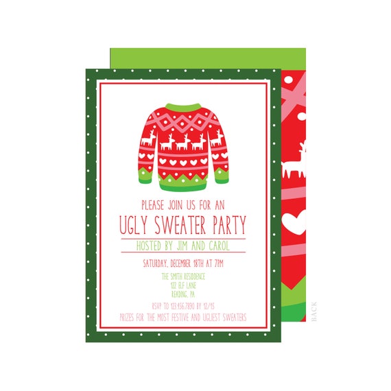 Unattractive Sweater Xmas Occasion Invitation - Xmas graphic relating to Printable Holiday Party Invitations known as Unpleasant Sweater Xmas Get together Invitation - Xmas