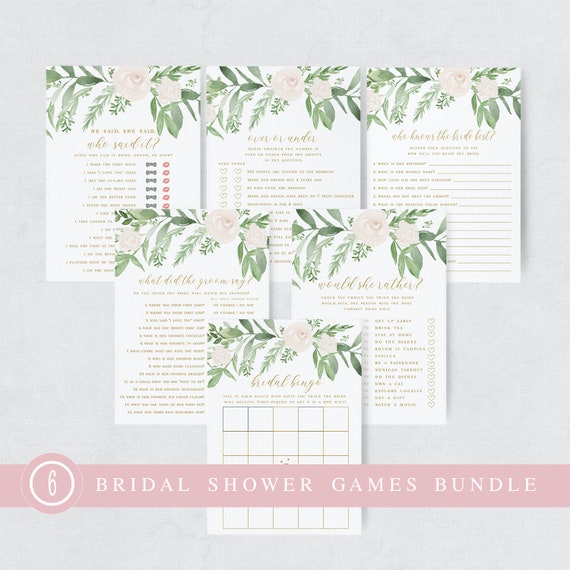 Bridal Shower Games Bundle - INSTANT DOWNLOAD Greenery Floral Bridal Shower Games - Printable Shower Games - Bridal Shower Games Edit Now Il_570xn