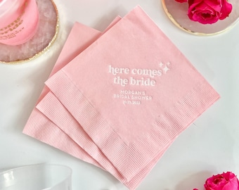 Bridal Shower Napkins, Personalized Foil Here Comes the Bride (Soft 3-Ply)