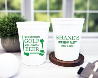 Bachelor Party Cups: Golf & Beer Theme (Custom Imprint, Reusable)