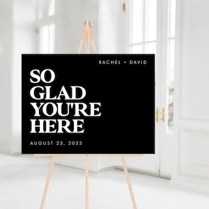 So Glad You&#39;re Here Wedding Ceremony Sign, Wedding Acrylic Sign, Wedding Sign, Acrylic Welcome Sign, Wedding Sign, Modern Sign