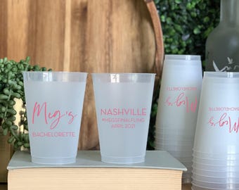 Bachelorette Party Cups: Frosted Plastic - Custom Printed Designs