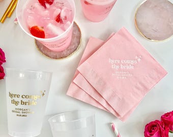 Custom Bridal Shower Napkins - Foil Printed, Soft and Elegant