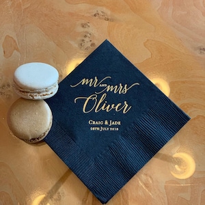 Custom Wedding Napkins: Mr and Mrs Design - Foil Printed