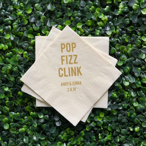 Pop Fizz Clink Personalized Wedding Napkins Rehearsal Dinner