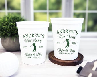 Golf Bachelor Party Stadium Cups, Custom Text (16oz or 22oz Sizes)
