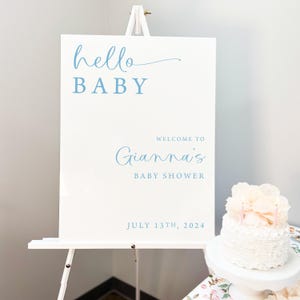 Modern Hello Baby Personalized Baby Shower Acrylic Sign, Acrylic Baby Shower Sign, Baby Shower Welcome Sign, Welcome Sign, Baby Shower Decor