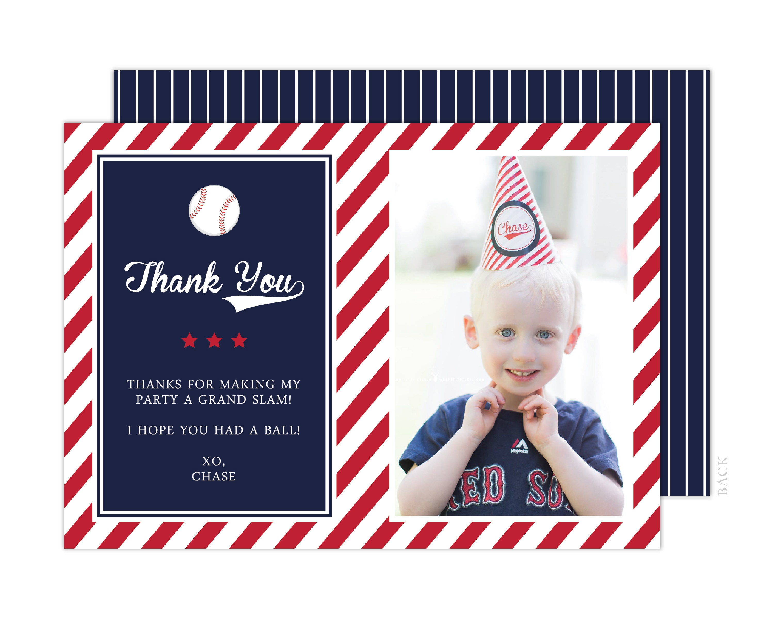 Baseball Photo Thank You Card Baseball Birthday Party Etsy