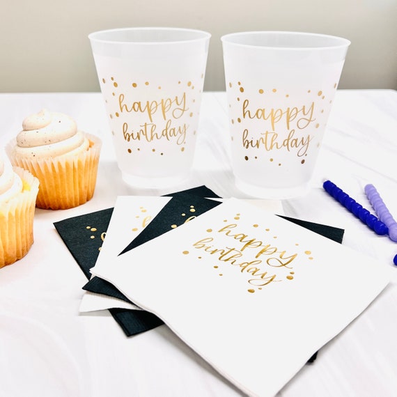Happy Birthday Plastic Cups and Napkins Ready to Ship Etsy