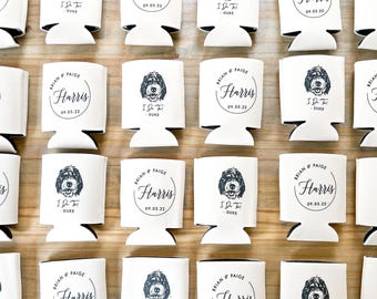 Custom Illustrated Dog Can Holder -  Wedding Pet Can Cooler, Wedding Favors, Beverage Insulators, Beer Huggers, Wedding Favor, Beer Holder