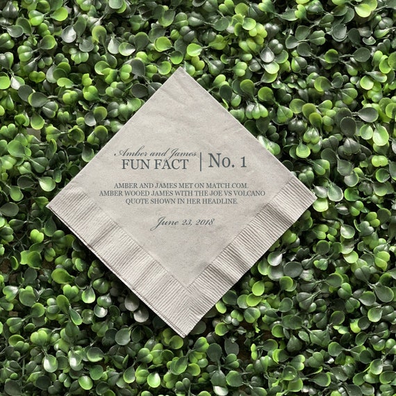 Fun Fact Personalized Wedding Napkins Rehearsal Dinner