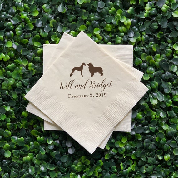 Personalized Wedding Napkins, Bridal Shower, Rehearsal Dinner, Engagement Party, Custom Bar Napkins, Custom Wedding Napkins, Dog Napkins Il_570xn