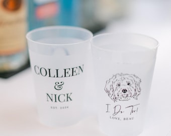 Pet Lover Frosted Wedding Cups, Custom Dog Art (16oz, Reusable)