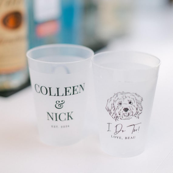 Pet Lover Frosted Wedding Cups, Custom Dog Art (16oz, Reusable)