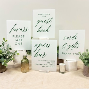 Modern Script Wedding Sign Bundle - 8x10, Wedding Signs, Sign Bundle, Acrylic Signs, Wedding Decor, Acrylic Set, Sign Set, Wedding Decor