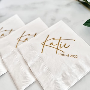 Personalized Graduation Napkins, Class of 2024, Graduation Napkins, Custom Napkins, Congrats Grad, Graduation Party image 1