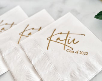 Personalized Graduation Napkins, Class of 2024, Graduation Napkins, Custom Napkins, Congrats Grad, Graduation Party