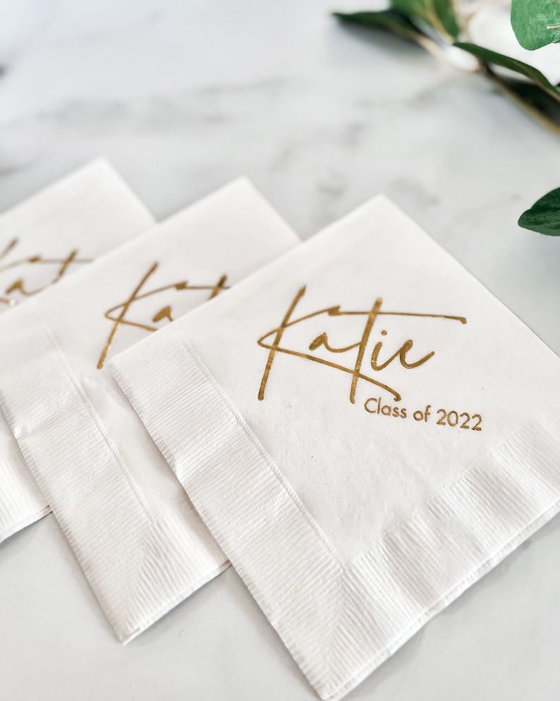 Personalized Graduation Napkins, Class of 2024, Graduation Napkins, Custom Napkins, Congrats Grad, Graduation Party image 1