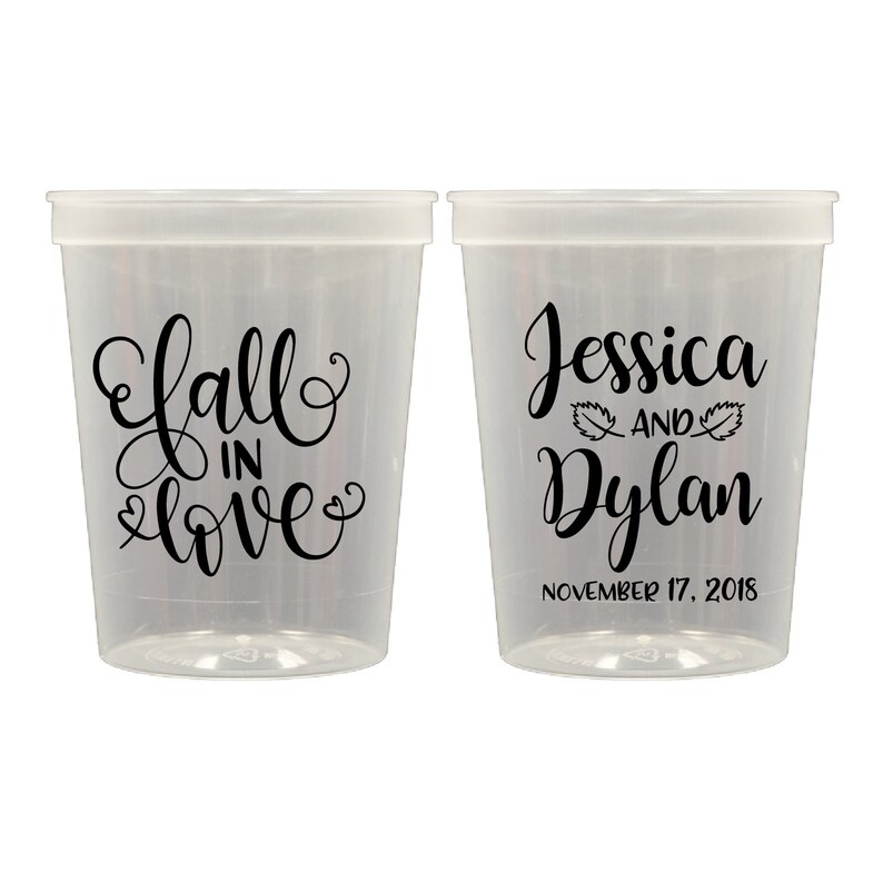 Fall in Love Personalized Stadium Plastic Cups Engagement Etsy