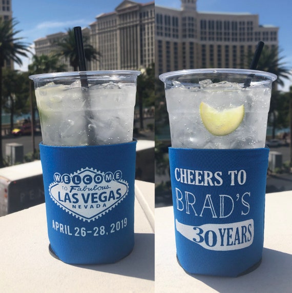 Vegas Birthday Personalized Beer Can Cooler, 40th Birthday, 30th Birthday, 21st Birthday, 50th Birthday Il_570xn