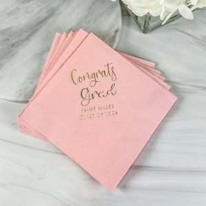 Congrats Grad Personalized Graduation Napkins, Graduation Party, Graduation Cap, Congrats Grad image 1