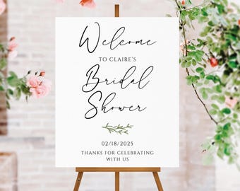 Bridal Shower Acrylic Sign, Personalized Whimsical Script (Custom Colors)