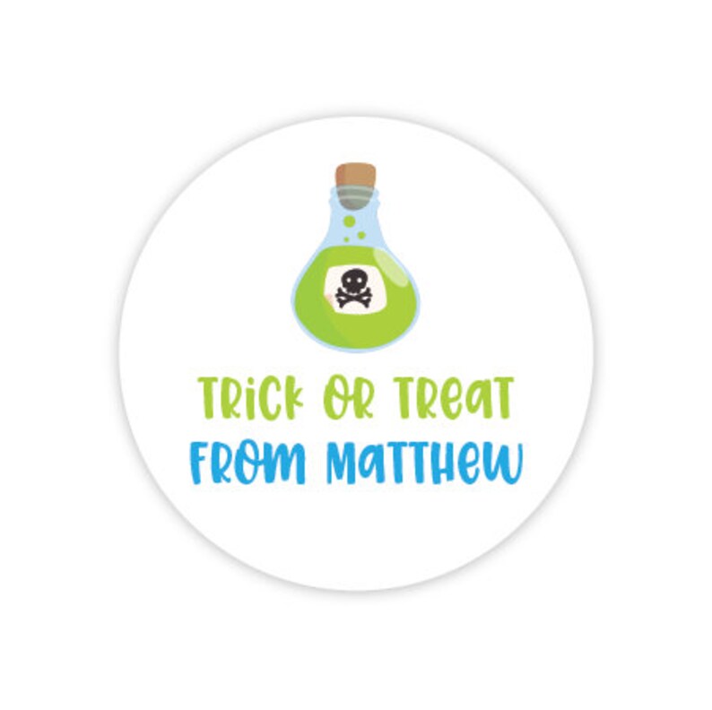Happy Halloween Decor, Printed Halloween Stickers, 2 inch stickers, Trick or Treat Spooky Lab Personalized Halloween Party Stickers