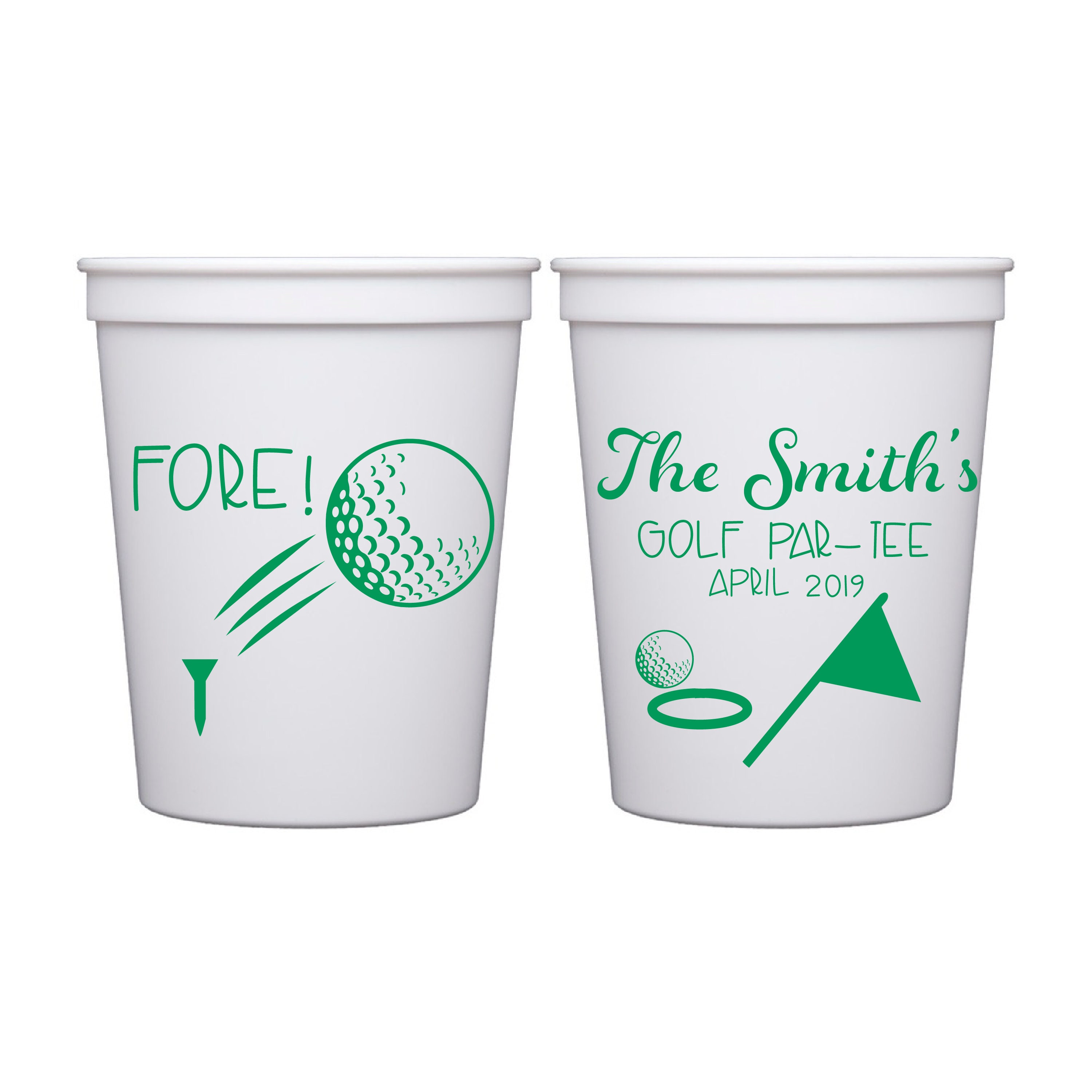 Fore Golf Party Stadium Plastic Cups Golf Birthday Etsy