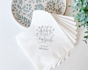 Personalized Napkins: Baby Shower, Gender Reveal (Snowflake, Foil Print)
