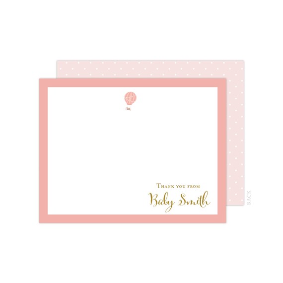 Personalized Oh The Places She Ll Go Thank You Cards Baby Girl Personalized Oh The Places She Ll Go Thank You Cards Baby Girl Shower Flat Note Card Hot Air Balloon